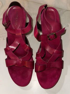 Strappy Raspberry Heeled Sandals - size 8 1/2